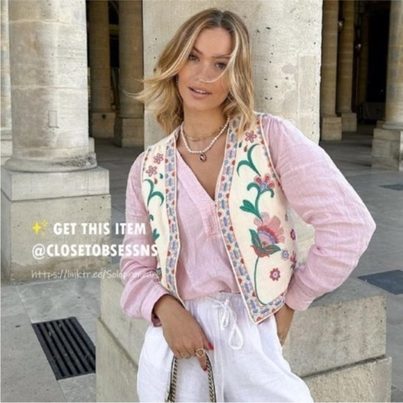 Zara open front embroidered vest 6895/224 - Picture 4 of 16